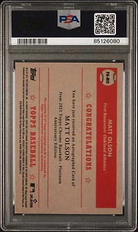 2021 Topps Chrome Platinum Anniversary Autographs Mo Matt Olson PSA 10