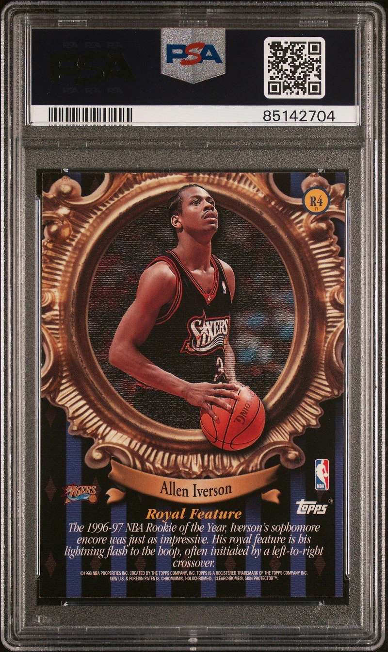 1998 Topps Roundball Royalty R4 Allen Iverson Refractor PSA 8