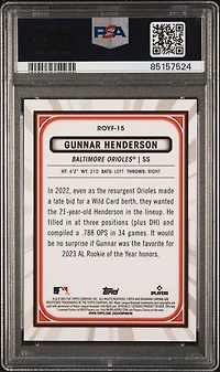 2023 Bowman Rookie Of The Year Favorites Royf15 Gunnar Henderson PSA 10