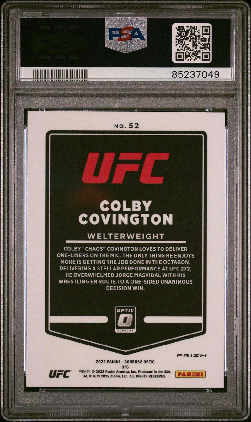2022 Panini Donruss Optic Ufc 52 Colby Covington Blue Velocity PSA 10