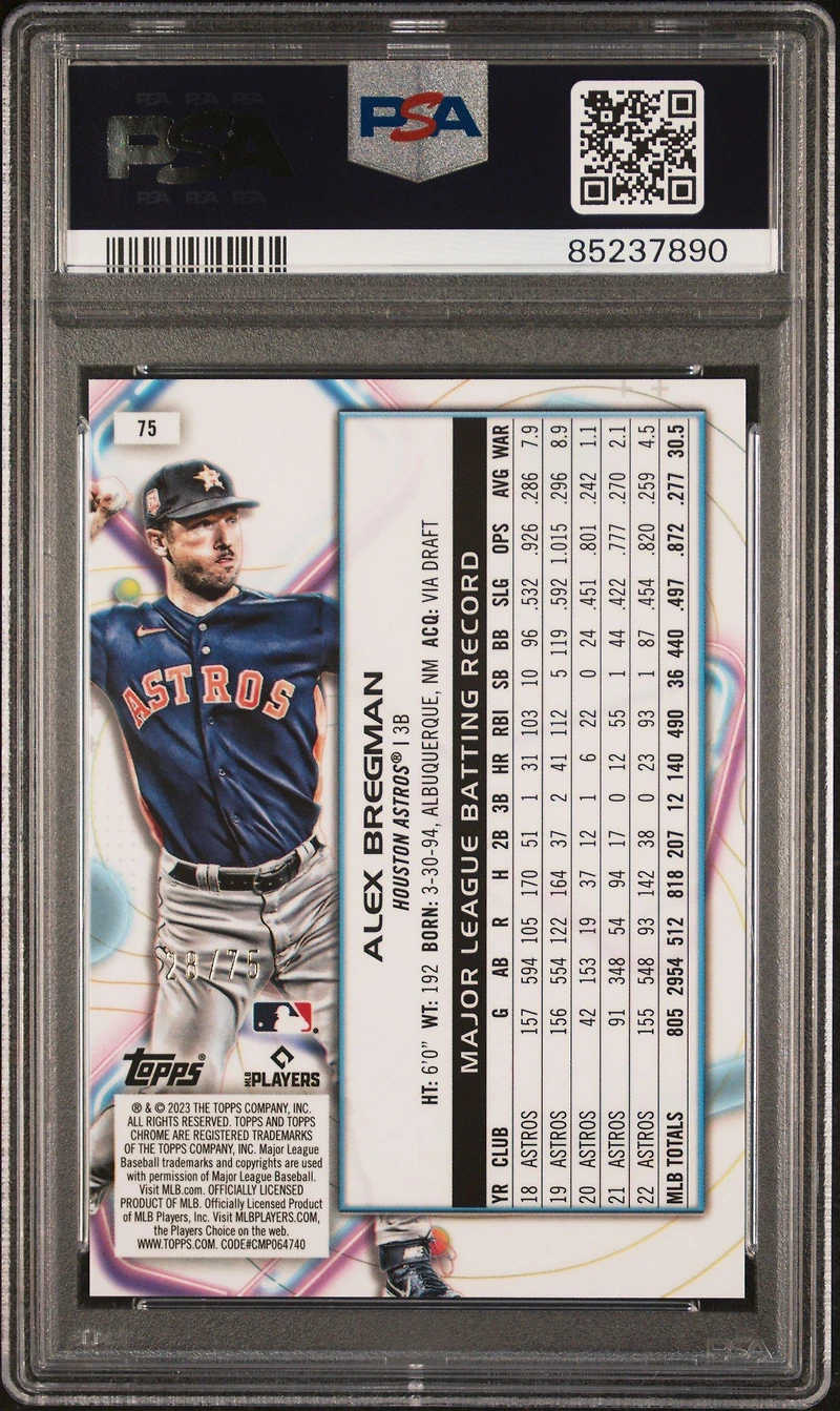 2023 Topps Cosmic Chrome 75 Alex Bregman Green Space Dust PSA 10