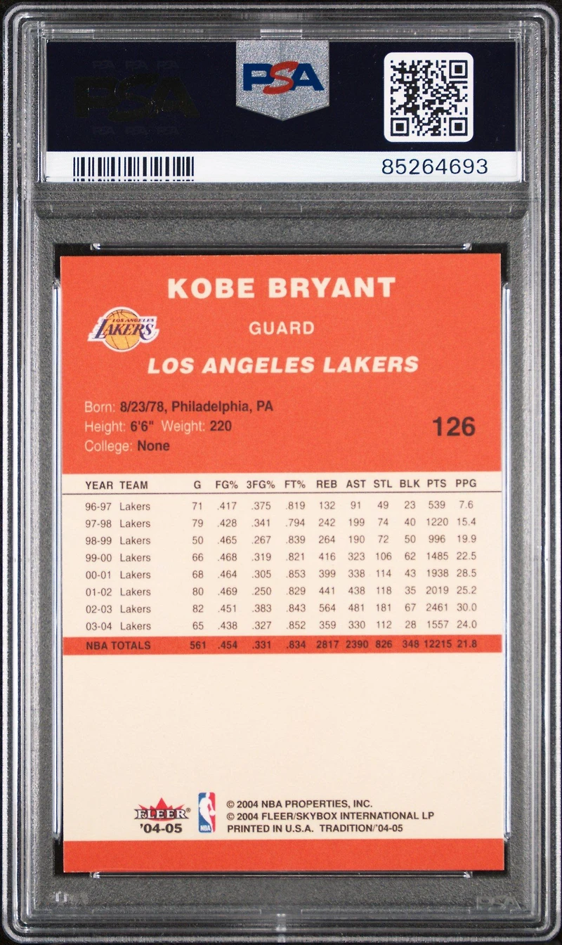 2004 Fleer Tradition 126 Kobe Bryant PSA 9