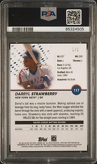 2023 Topps Pristine 117 Darryl Strawberry Superfractor 1/1 PSA 8