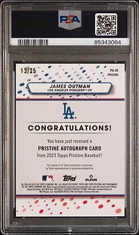2023 Topps Pristine Pristine Autograph Pajo James Outman Orange PSA 10