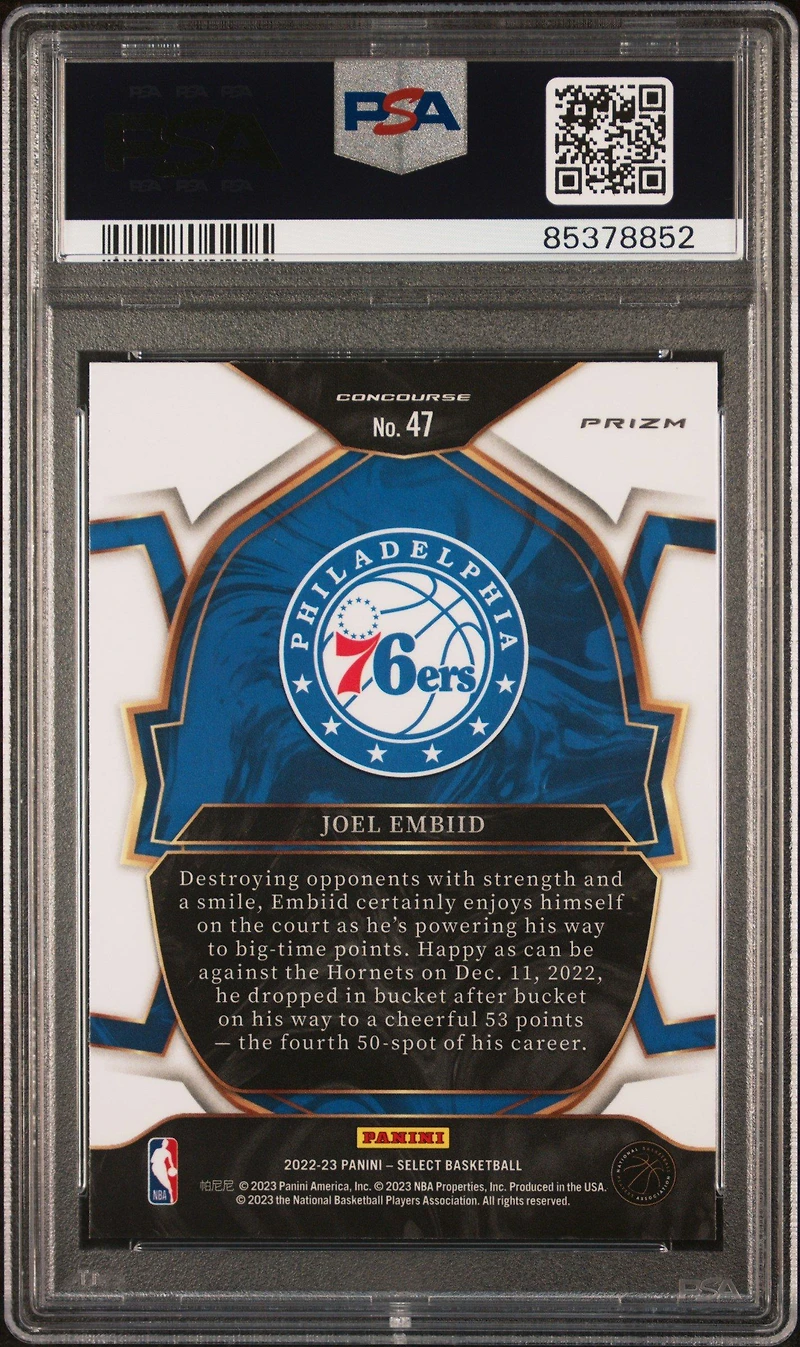 2022 Panini Select 47 Joel Embiid Cosmic PSA 10