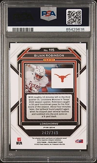 2023 Panini Prizm Draft Picks 115 Bijan Robinson Blue Wave PSA 10