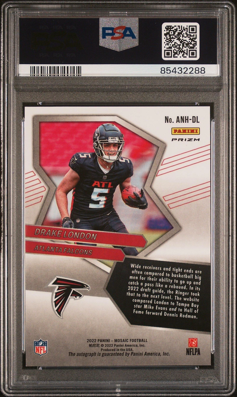 2022 Panini Mosaic Autographs No Huddle Anhdl Drake London PSA 10