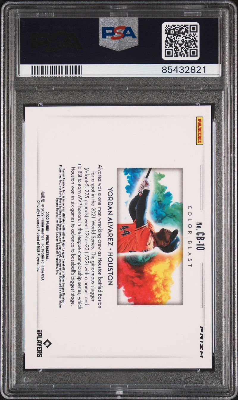 2022 Panini Prizm Color Blast Cb10 Yordan Alvarez PSA 9