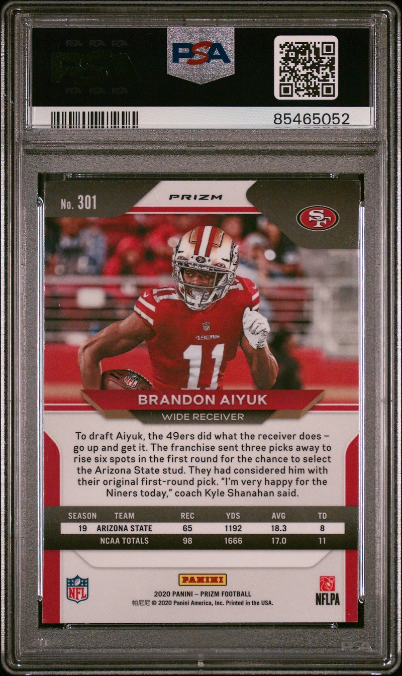 2020 Panini Prizm 301 Brandon Aiyuk Silver Prizm PSA 10