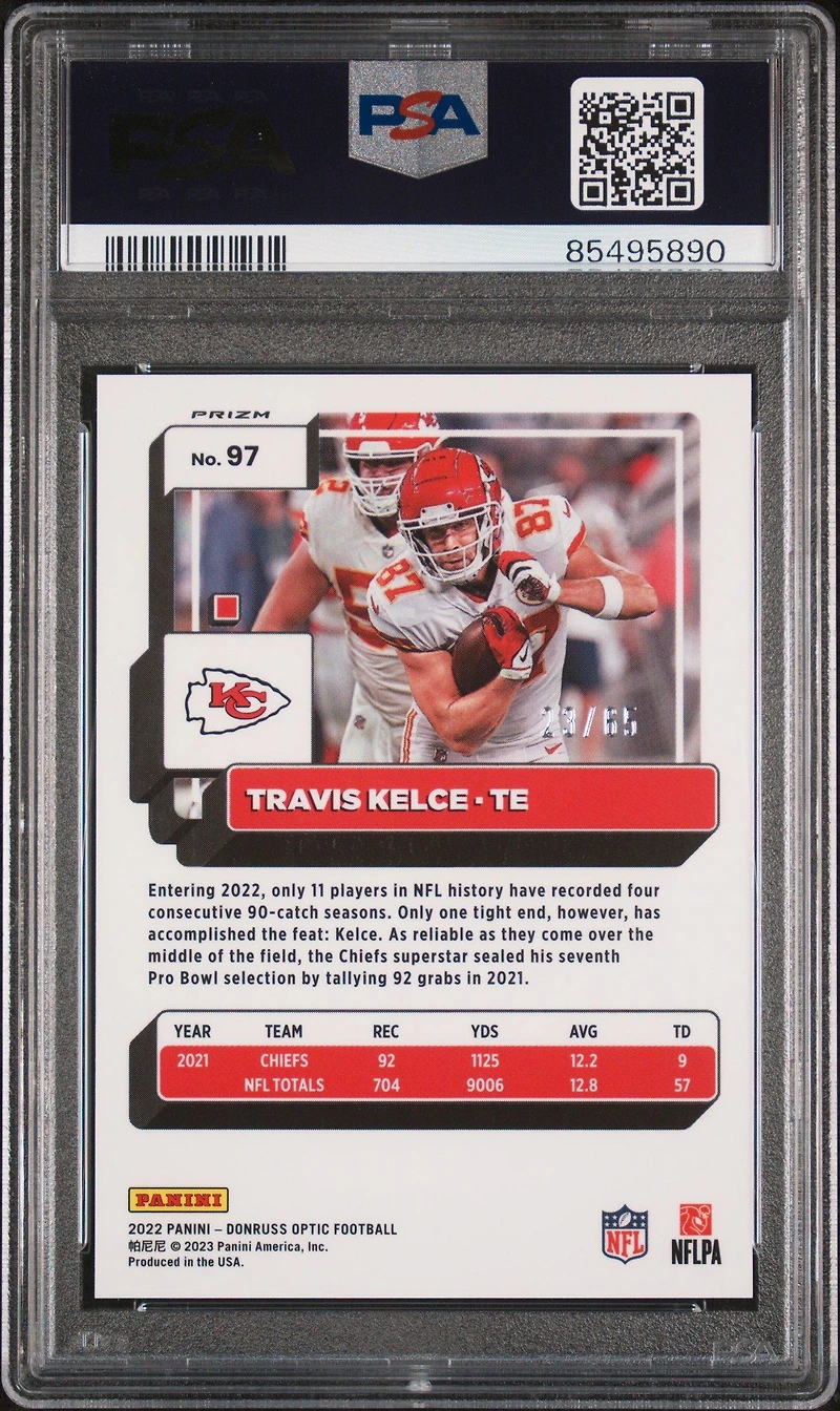 2022 Panini Donruss Optic 97 Travis Kelce PSA 10