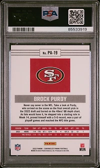 2022 Panini Chronicles Panini Pa19 Brock Purdy PSA 9