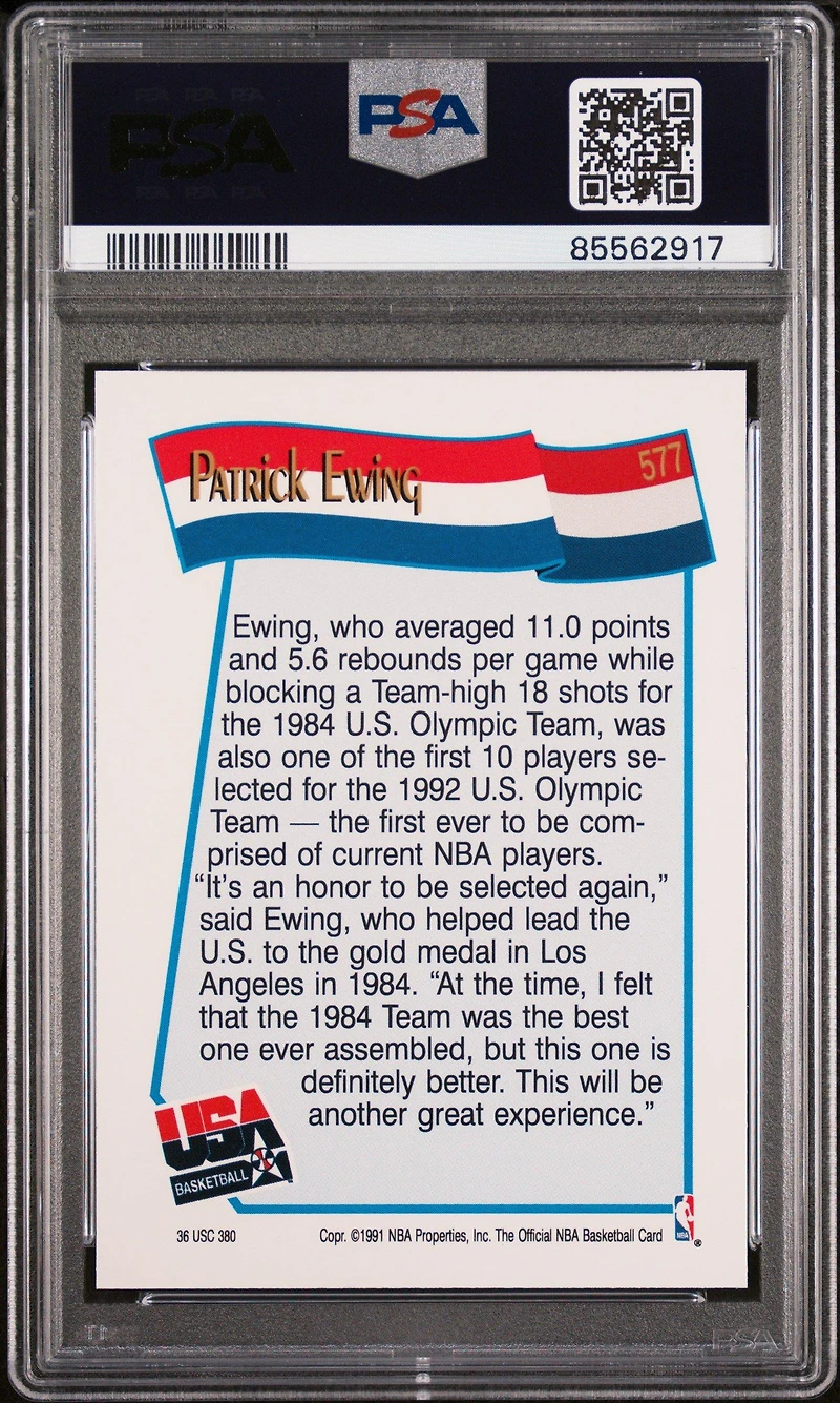 1991 Hoops 577 Patrick Ewing PSA 10