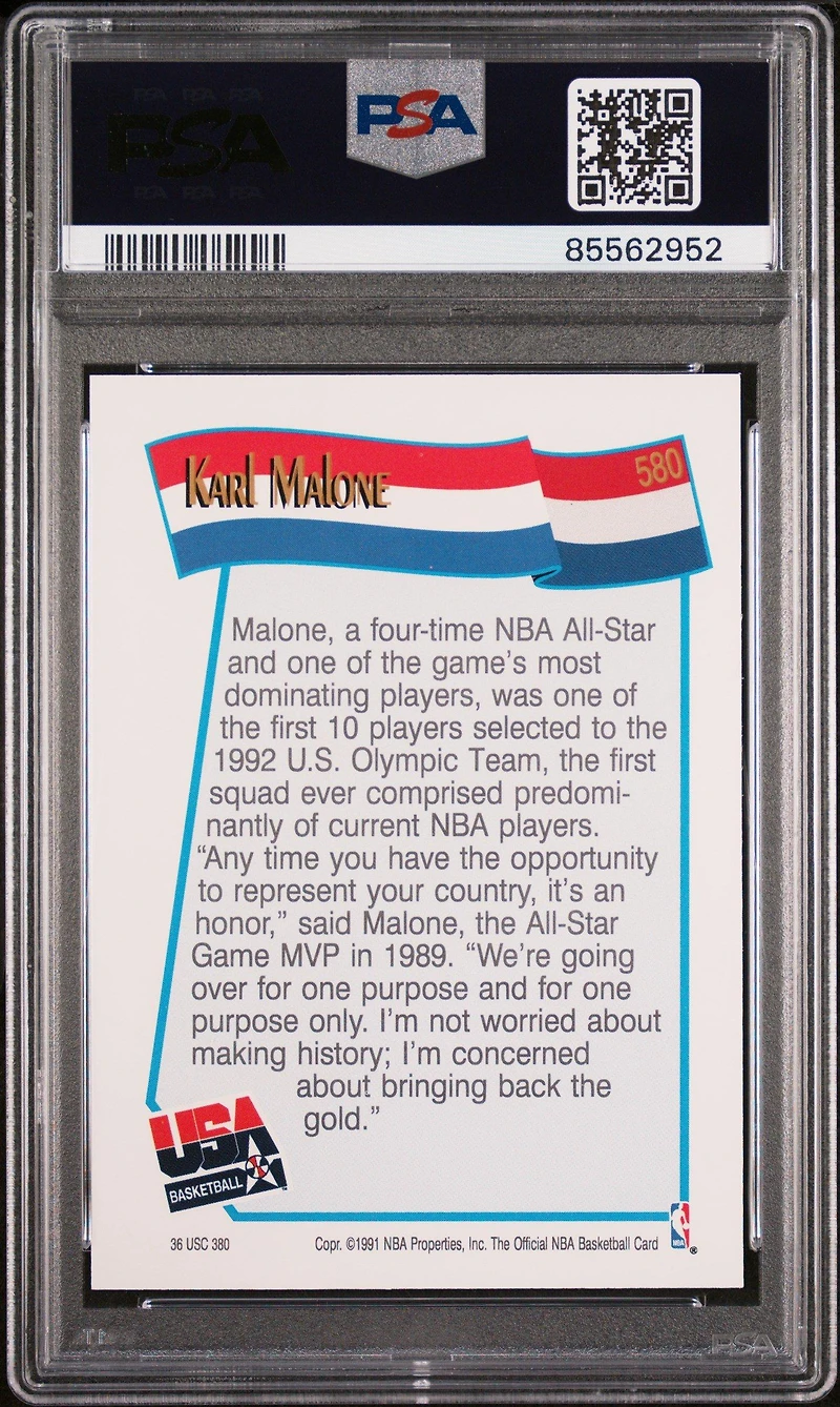 1991 Hoops 580 Karl Malone PSA 10