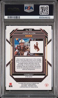 2023 Panini Prizm Draft Picks 58 Josh Allen Gold Ice PSA 8