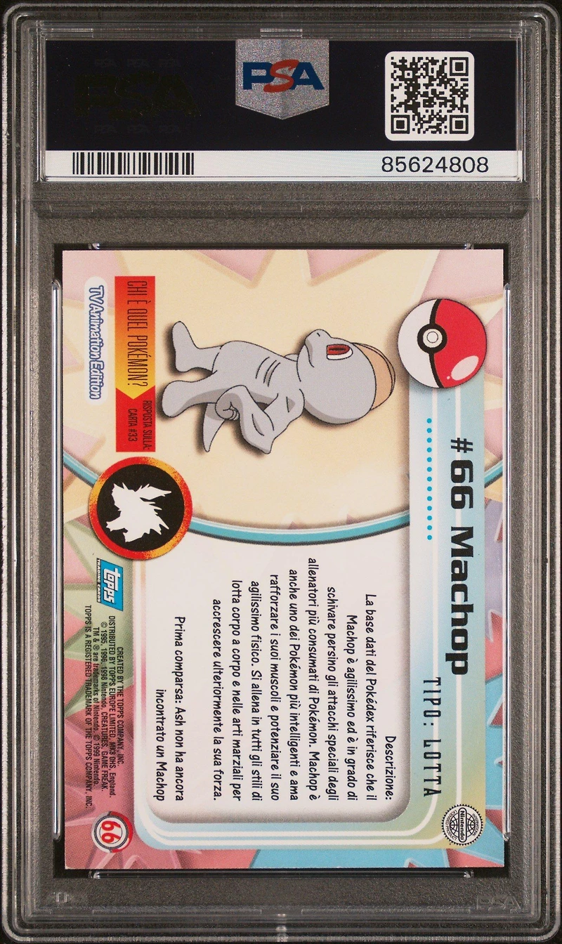 1999 Topps Pokemon Tv 66 Machop Foil-italian PSA 8