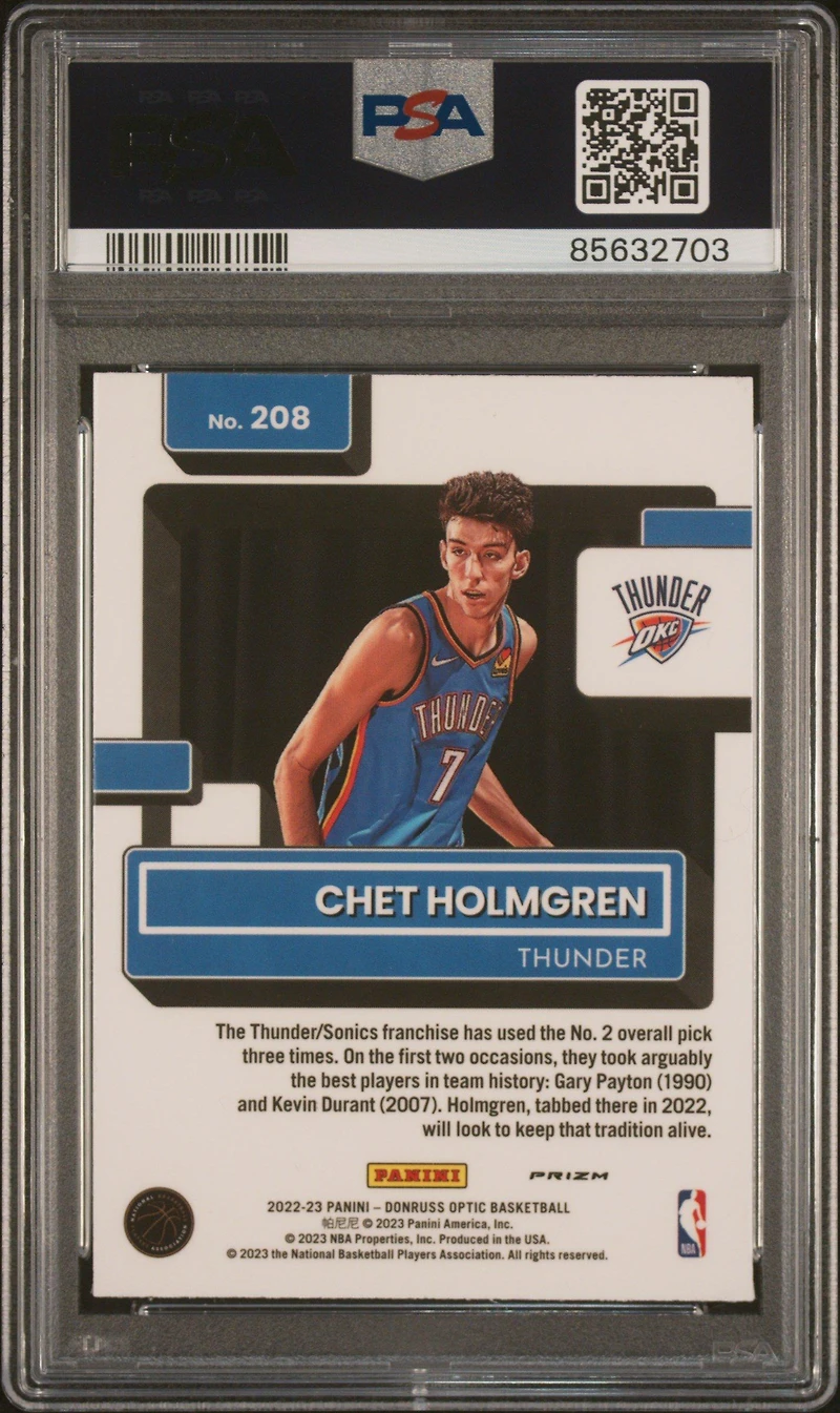 2022 Panini Donruss Optic 208 Chet Holmgren Choice PSA 10
