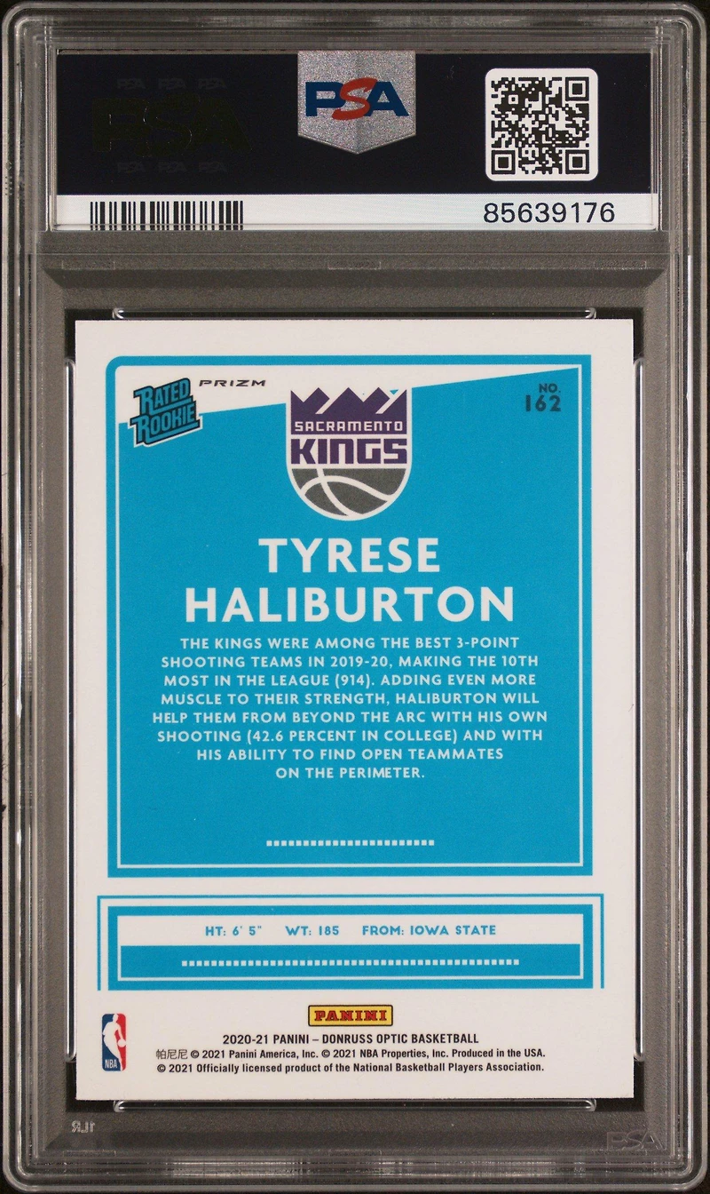 2020 Panini Donruss Optic 162 Tyrese Haliburton PSA