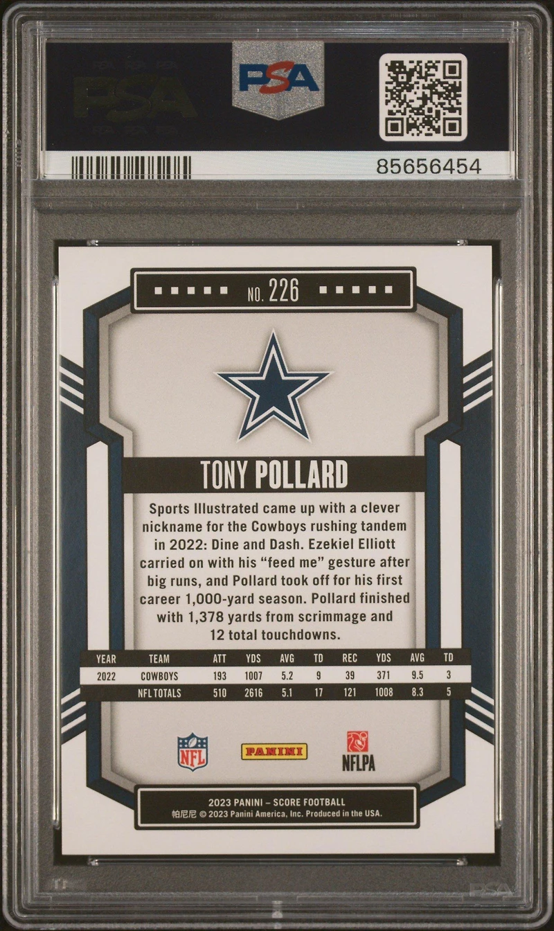 2023 Panini Score 226 Tony Pollard Lava PSA 10