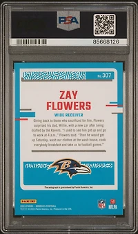 2023 Panini Donruss 307 Zay Flowers Autograph PSA 9