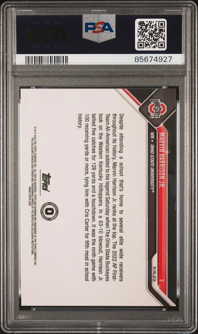 2023 Bowman U Now 3 Marvin Harrison Jr. PSA 10