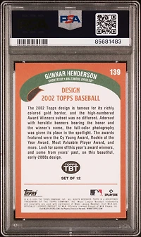 2023 Topps Throwback Thursday Gunnar Henderson PSA