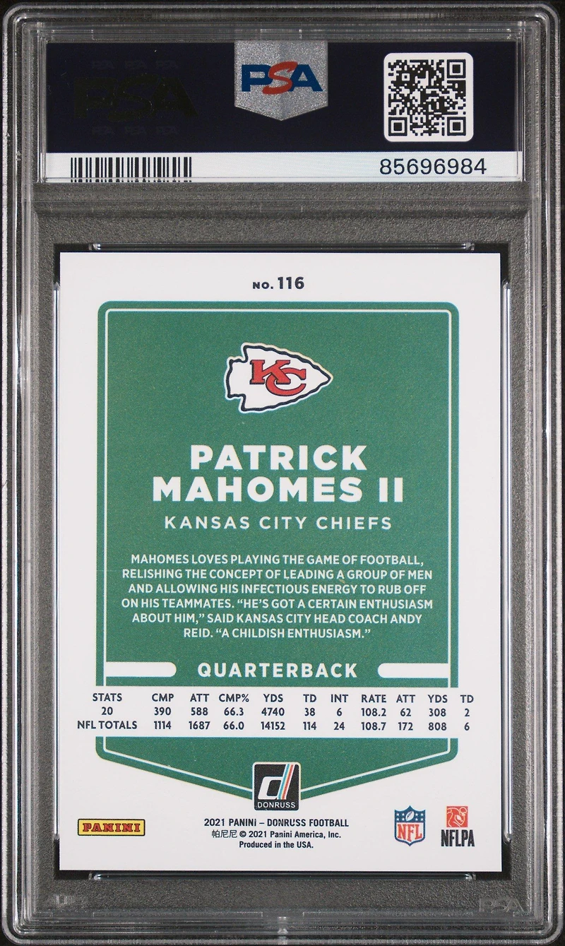 2021 Panini Donruss 116 Patrick Mahomes Ii Variation-press Proof Premium PSA