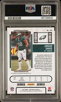 2022 Panini Contenders 148 Jordan Davis Autograph PSA 10