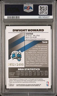 2008 Topps Signature Autographs Tsadh Dwight Howard PSA 10