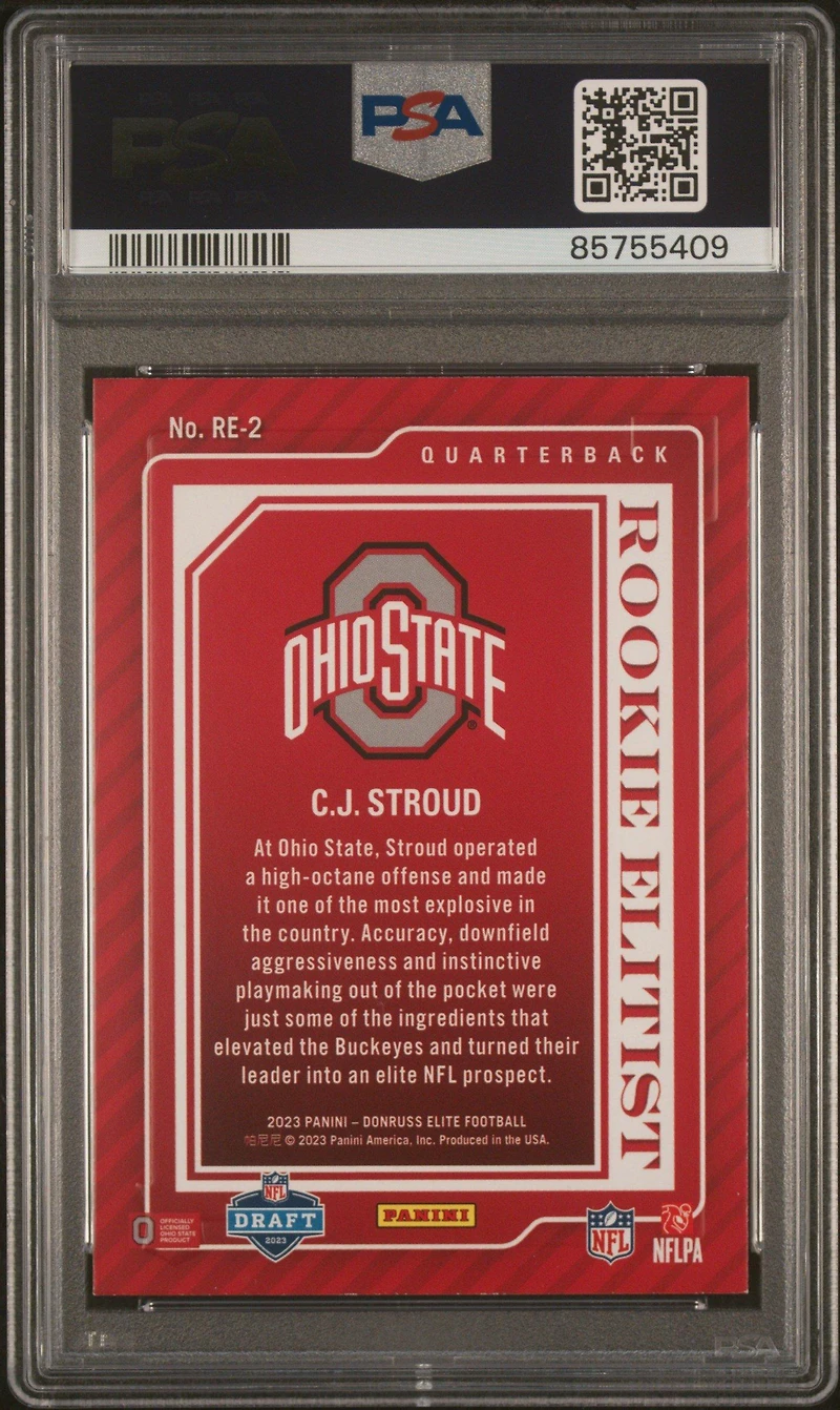 2023 Panini Donruss Elite Rookie Elitist Re2 Cj Stroud PSA 9