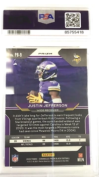 2020 Panini Chronicles Prizm Black Pb9 Justin Jefferson PSA 9