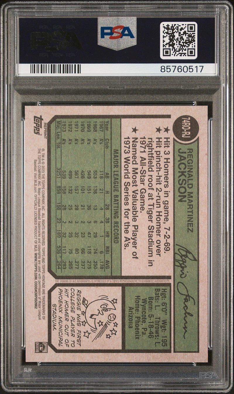 2023 Topps Heritage Real One Autographs 74rorj Reggie Jackson PSA 9