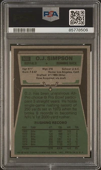 1975 Topps 500 O.j. Simpson PSA 8