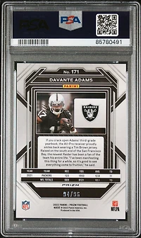 2022 Panini Prizm 171 Davante Adams Blue Sparkle PSA 10