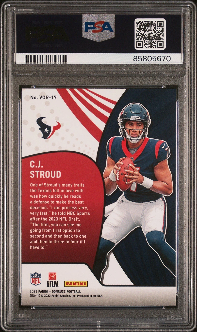 2023 Panini Donruss Vortex Vor17 Cj Stroud PSA