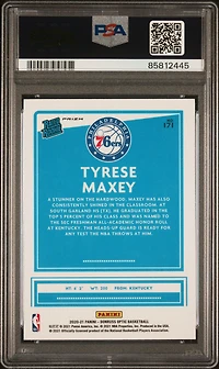 2020 Panini Donruss Optic 171 Tyrese Maxey Blue Velocity PSA