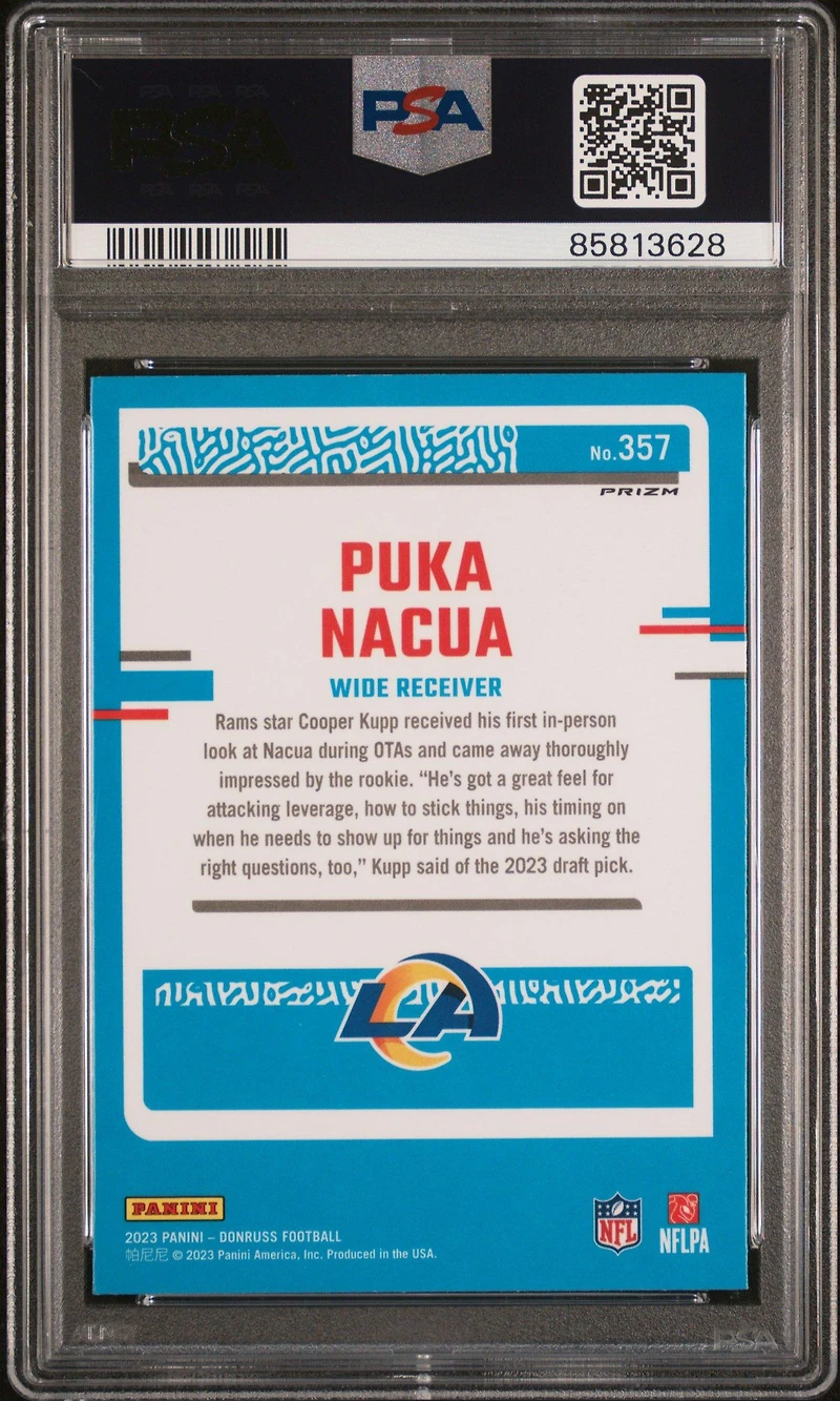 2023 Panini Donruss 357 Puka Nacua Optic Preview-pink PSA 10