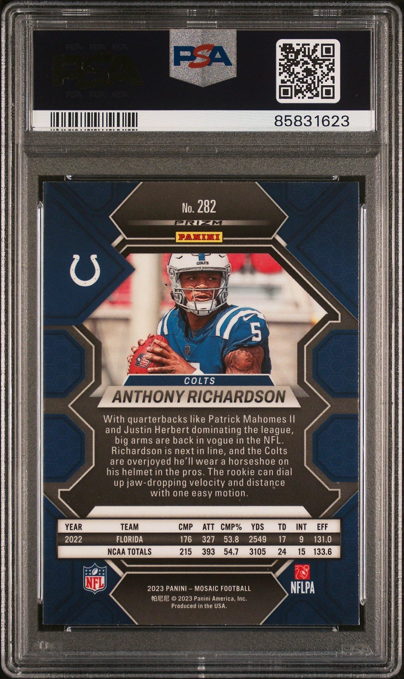 2023 Panini Mosaic 282 Anthony Richardson Mosaic PSA 9