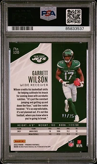 2022 Panini Phoenix 106 Garrett Wilson Green PSA 10
