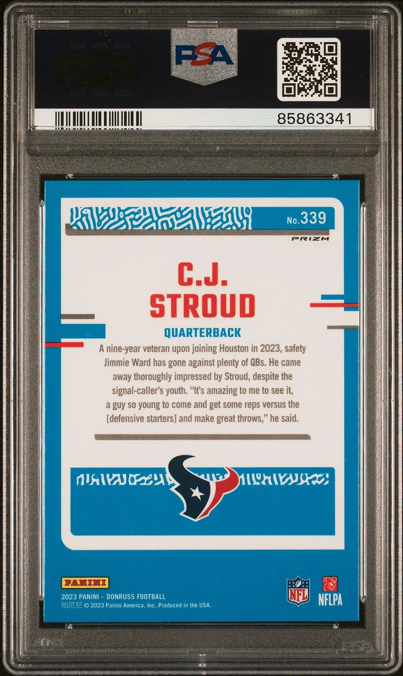 2023 Panini Donruss 339 Cj Stroud Optic Preview-blue Scope PSA 10