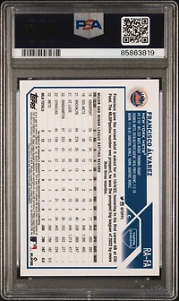 2023 Topps Chrome Rookie Autograph Rafa Francisco Alvarez Purple Speckle Refractor PSA 10