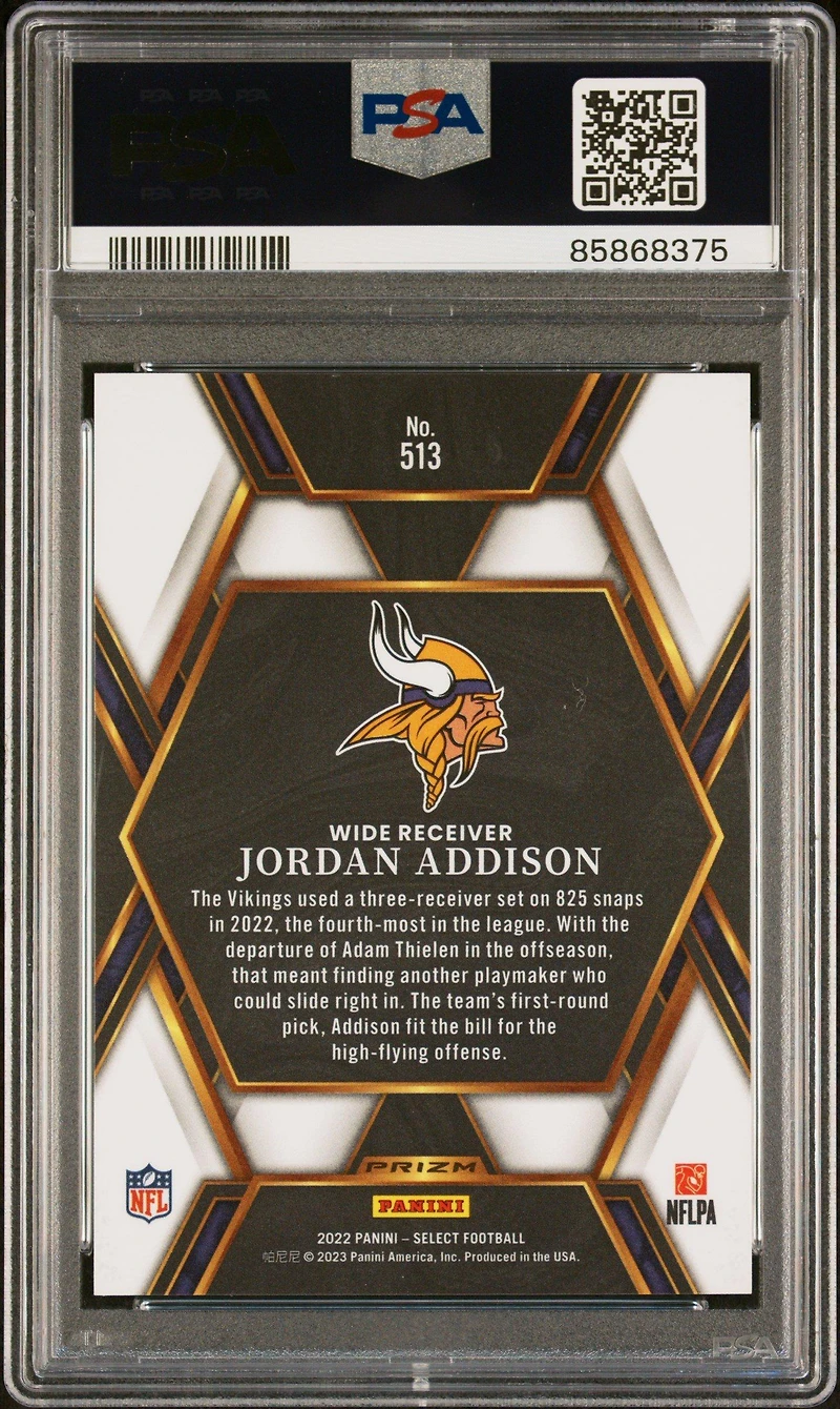 2022 Panini Select 513 Jordan Addison PSA 10