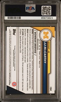 2023 Bowman University Chrome 124 Jj Mccarthy Autograph PSA 9