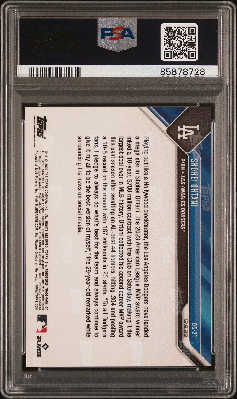 2023 Topps Now Offseason Os21 Shohei Ohtani PSA 10
