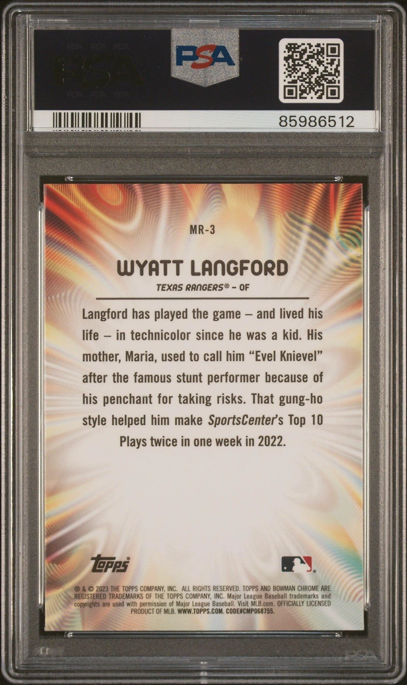 2023 Bowman Draft Mood Ring Mr3 Wyatt Langford PSA 10
