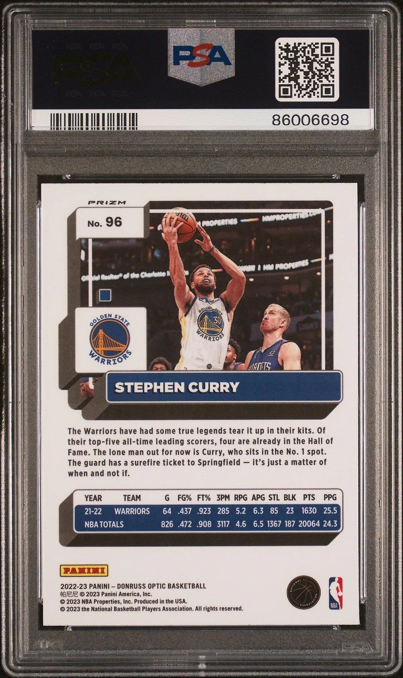 2022 Panini Donruss Optic 96 Stephen Curry Photon PSA 10