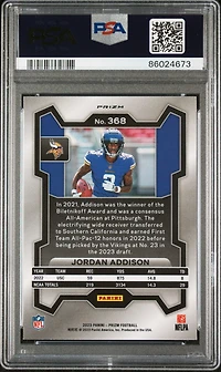 2023 Panini Prizm 368 Jordan Addison Lazer Prizm PSA 10