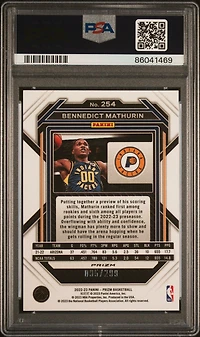 2022 Panini Prizm 254 Bennedict Mathurin Red Prizm PSA 10