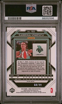 2023 Panini Prizm Wnba 50 Sabrina Ionescu Premium Set PSA 10