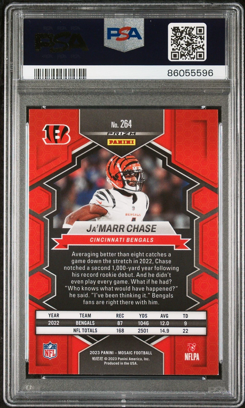 2023 Panini Mosaic 264 Ja'marr Chase White Sparkle PSA 8