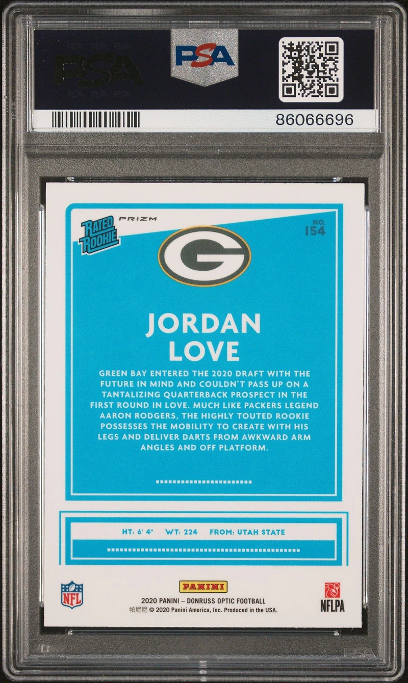 2020 Panini Donruss Optic 154 Jordan Love Holo PSA